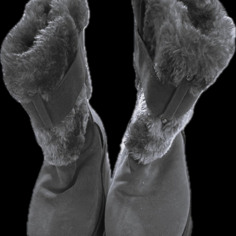 Guess 3Gaddalyn Suede & Fur Boots Charcoal Women’s Size 5.5